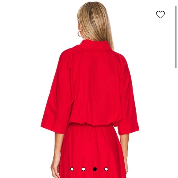 NWT Revolve SWF Cropped Flat Collar Shirt in Red - Picture 3 of 7